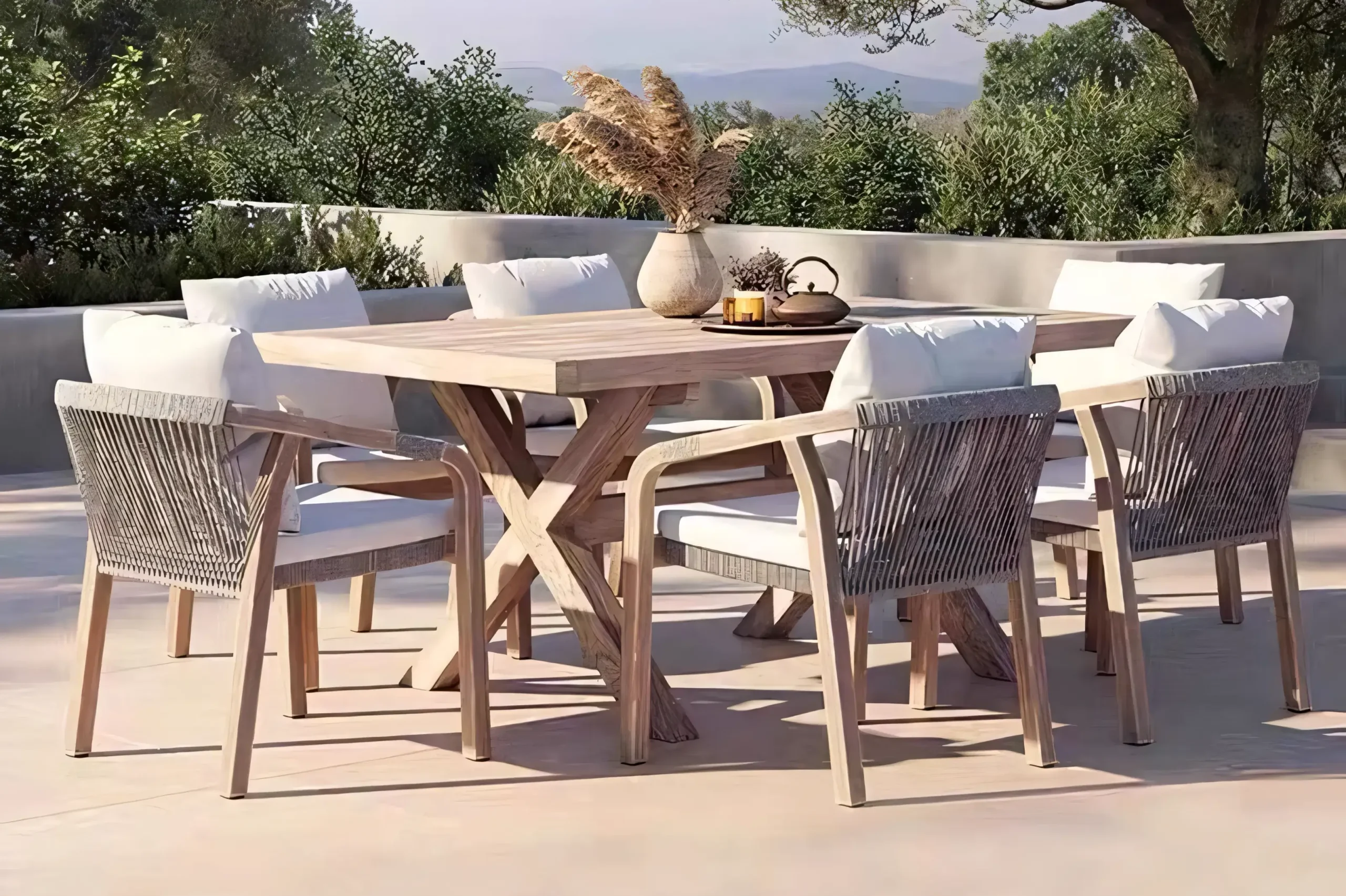 JS-OGS0011 Teak Wood Outdoor Sofa Set (2-1)