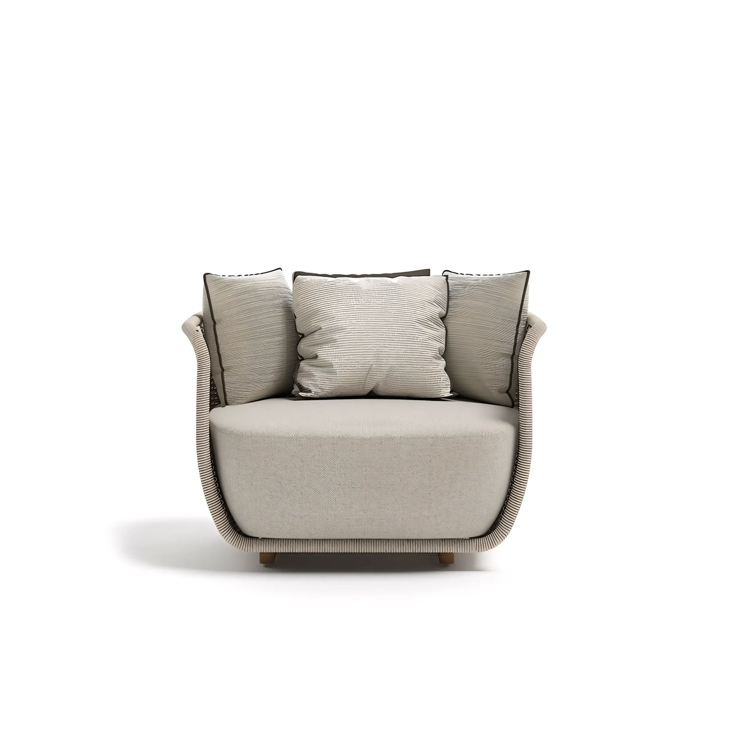 Luxury Curved Rope Woven Outdoor Sofa Set with Teak Base - Image 4