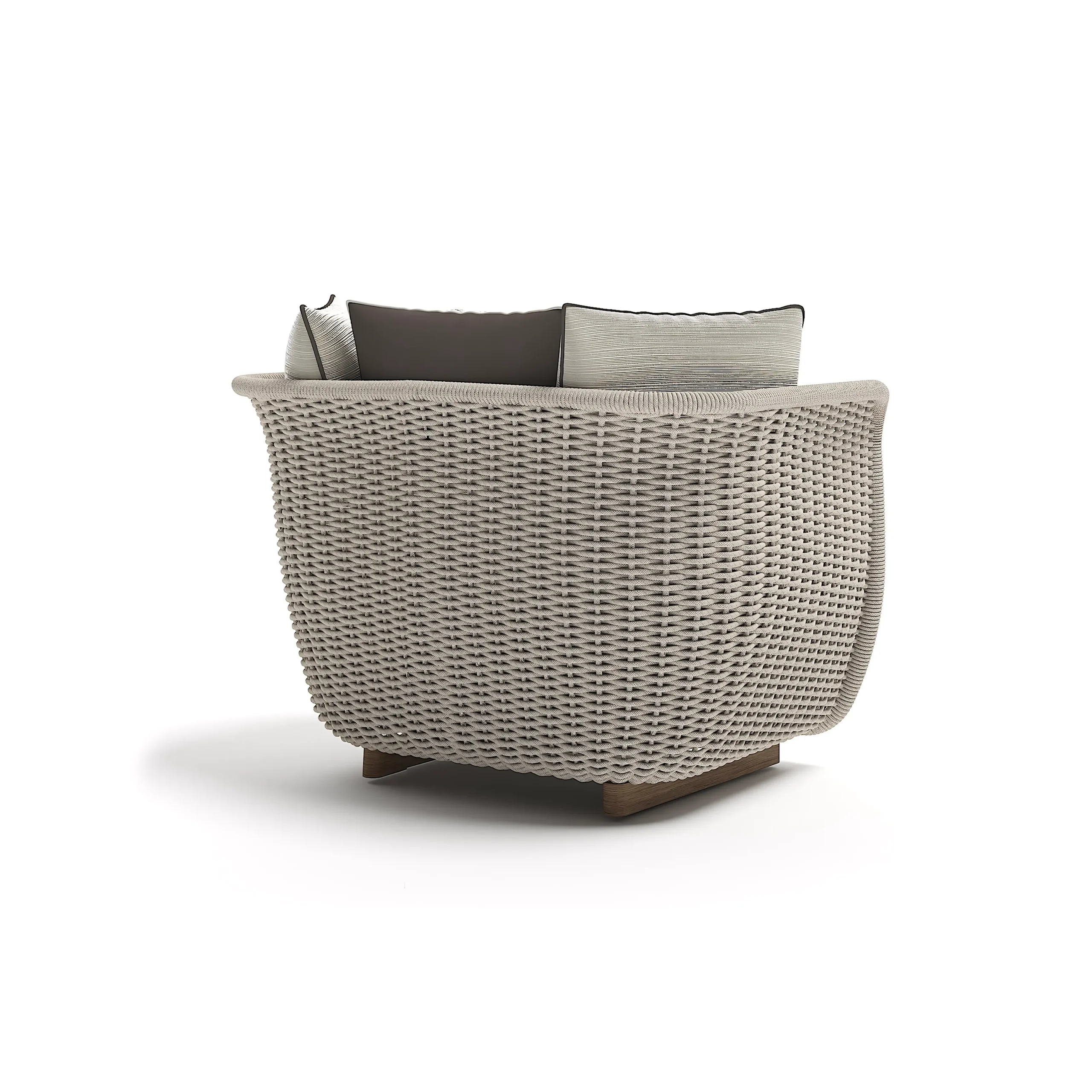 Luxury Curved Rope Woven Outdoor Sofa Set with Teak Base - Image 5