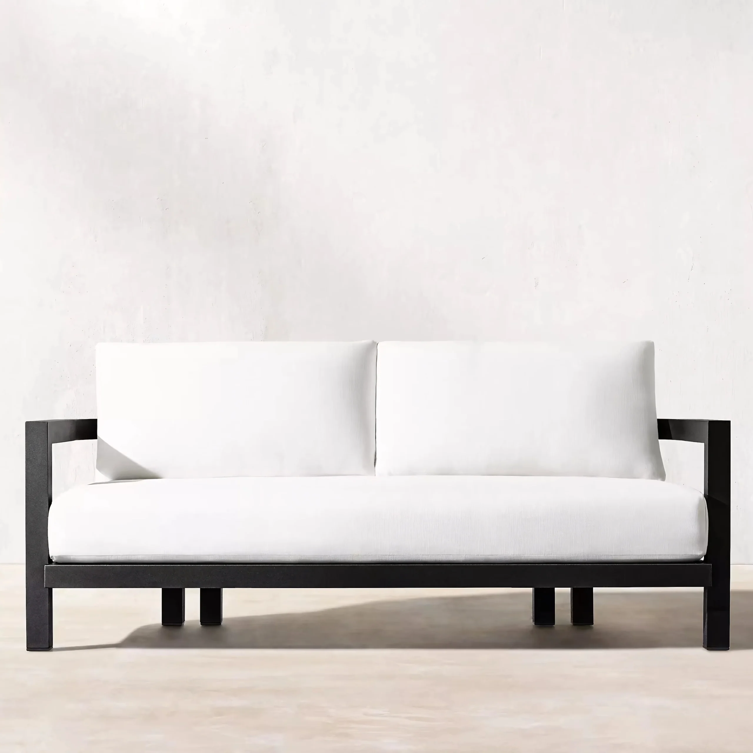 Minimalist Linear Outdoor Living Group – Matte Black Aluminum Frame with Deep Seating - Image 6