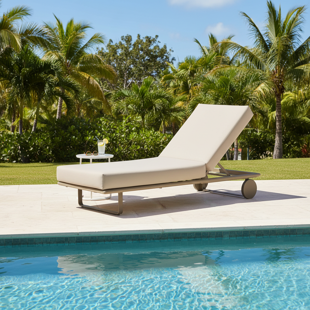 Luxury Minimalist Poolside Chaise Lounge: Weatherproof Rope Weave & Powder Coat Frame - Image 2