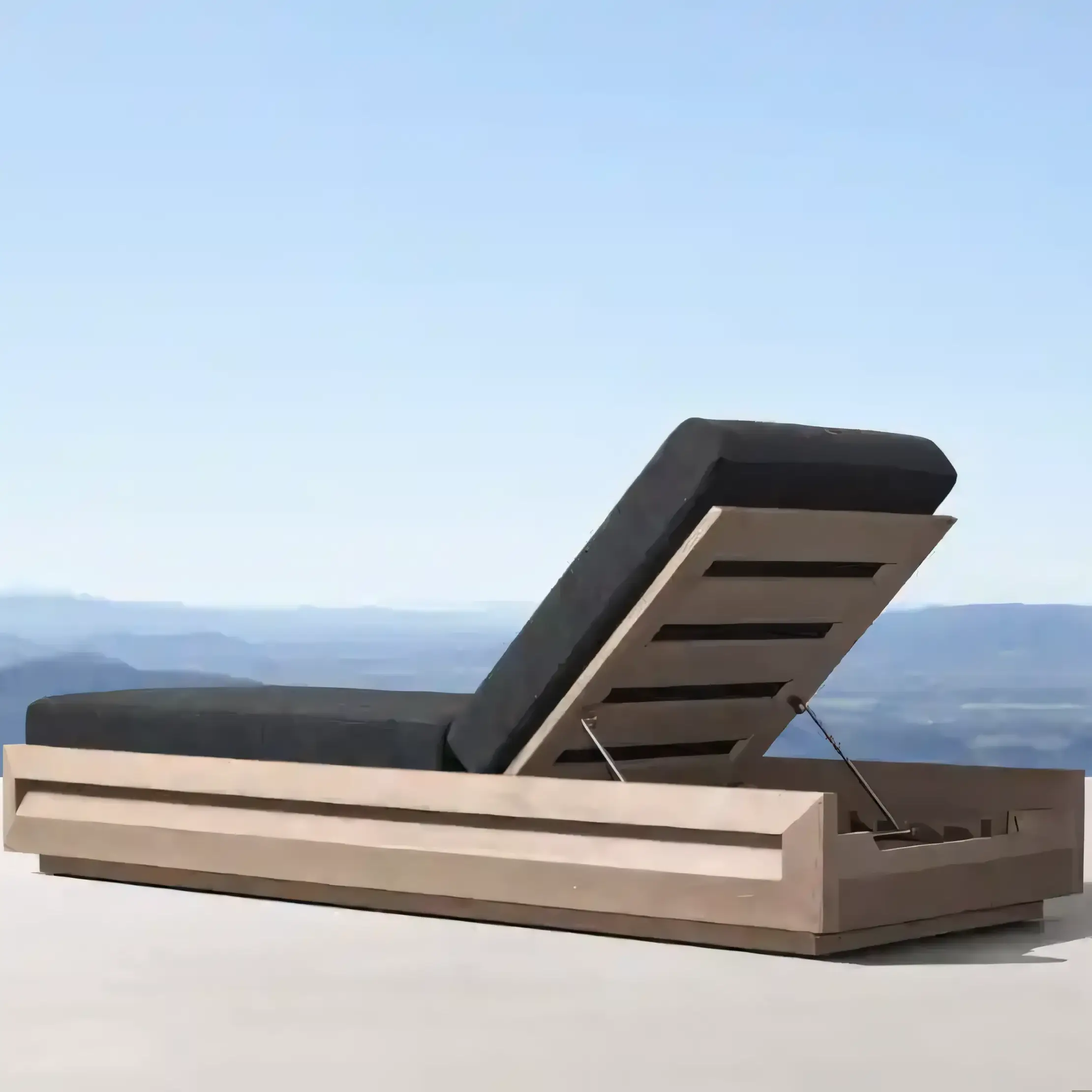 Grade A Teak Outdoor Sun Lounger with Hydraulic Recline & Quick Dry Cushions - Image 3