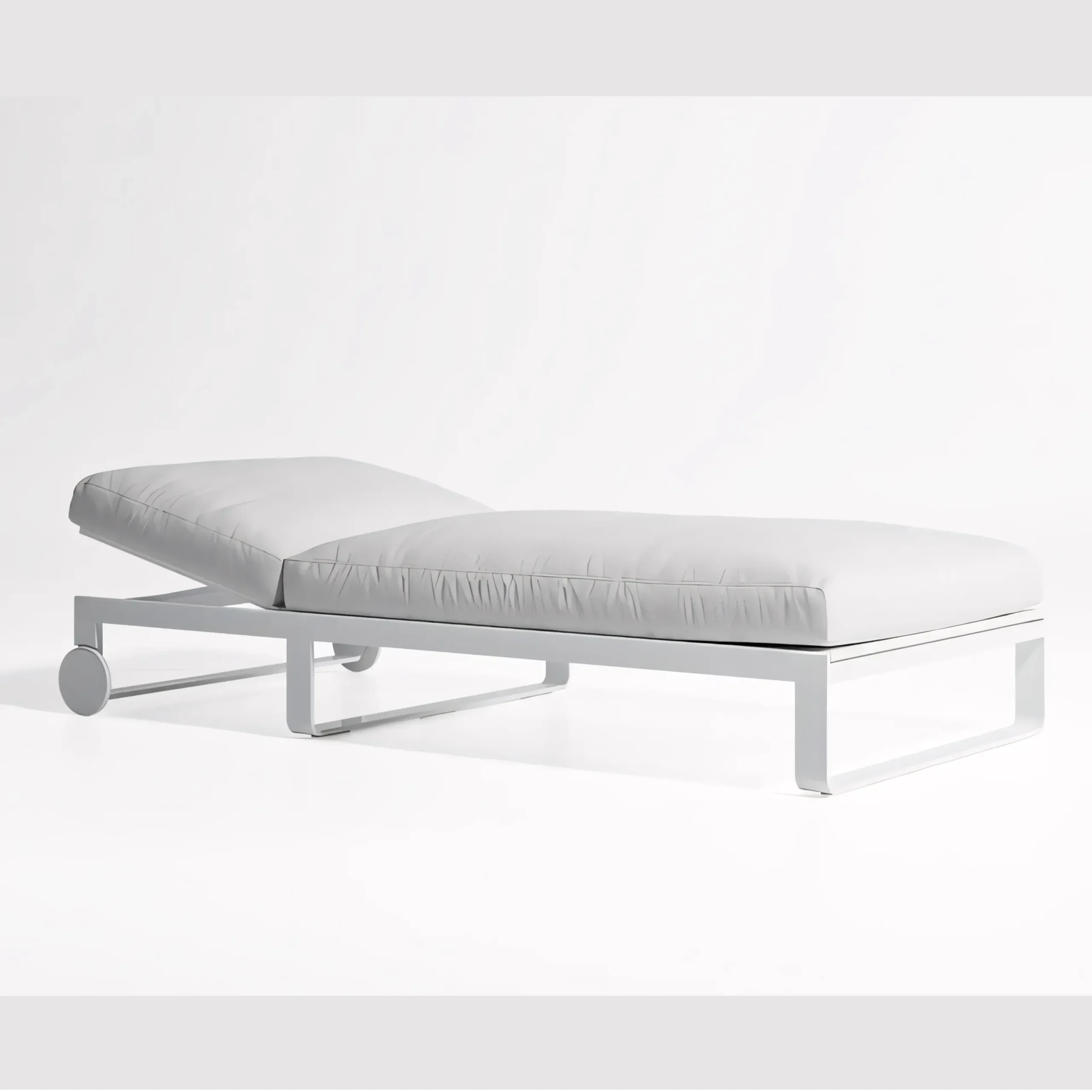 Minimalist White Aluminum Daybed | Italian Style Sled Base Sunbed for Luxury Patios - Image 2