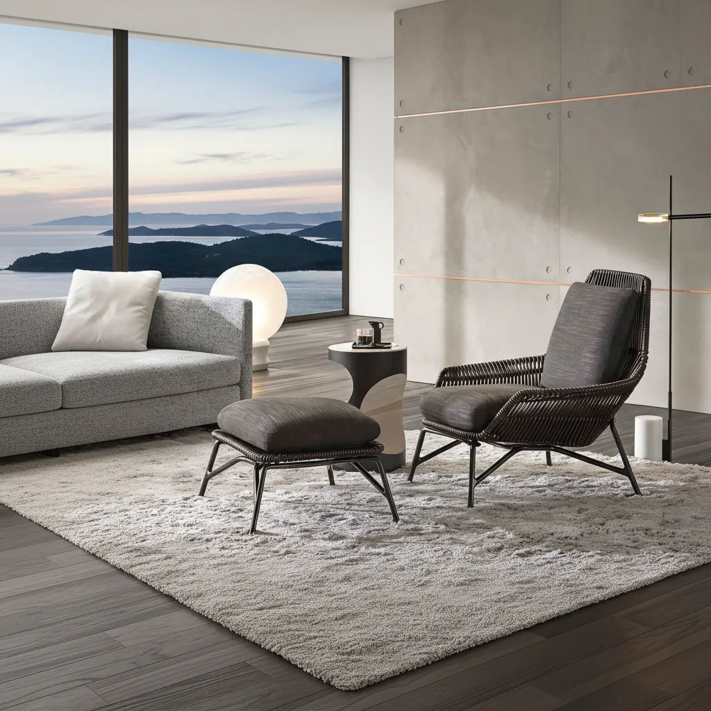 Modern Aluminum Outdoor Lounge Chair with Ottoman - Rope Weave & Quick Dry Foam - Image 4