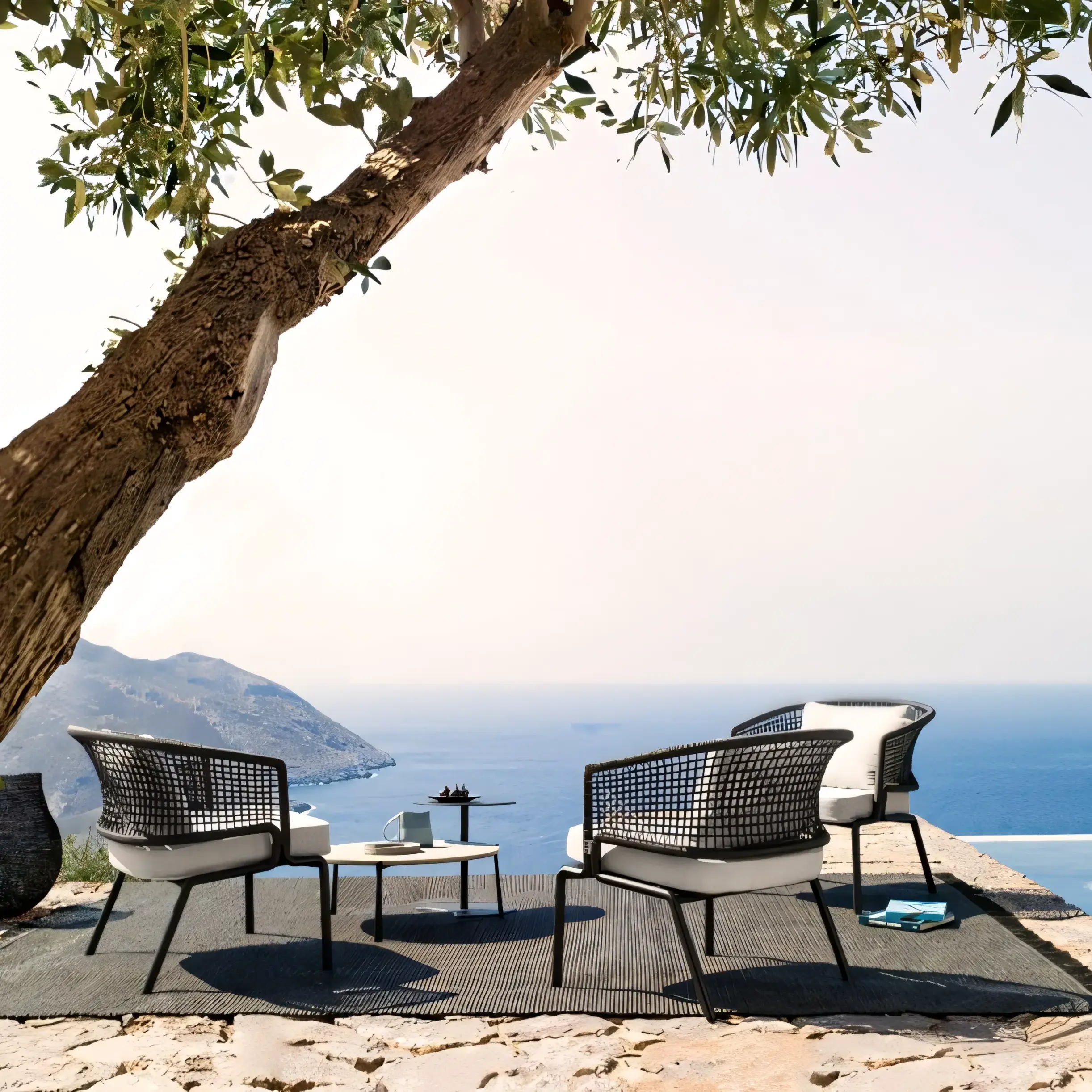 Luxury All-Weather Rope Woven Outdoor Lounge Chair | Powder Coated Aluminum Frame - Image 4