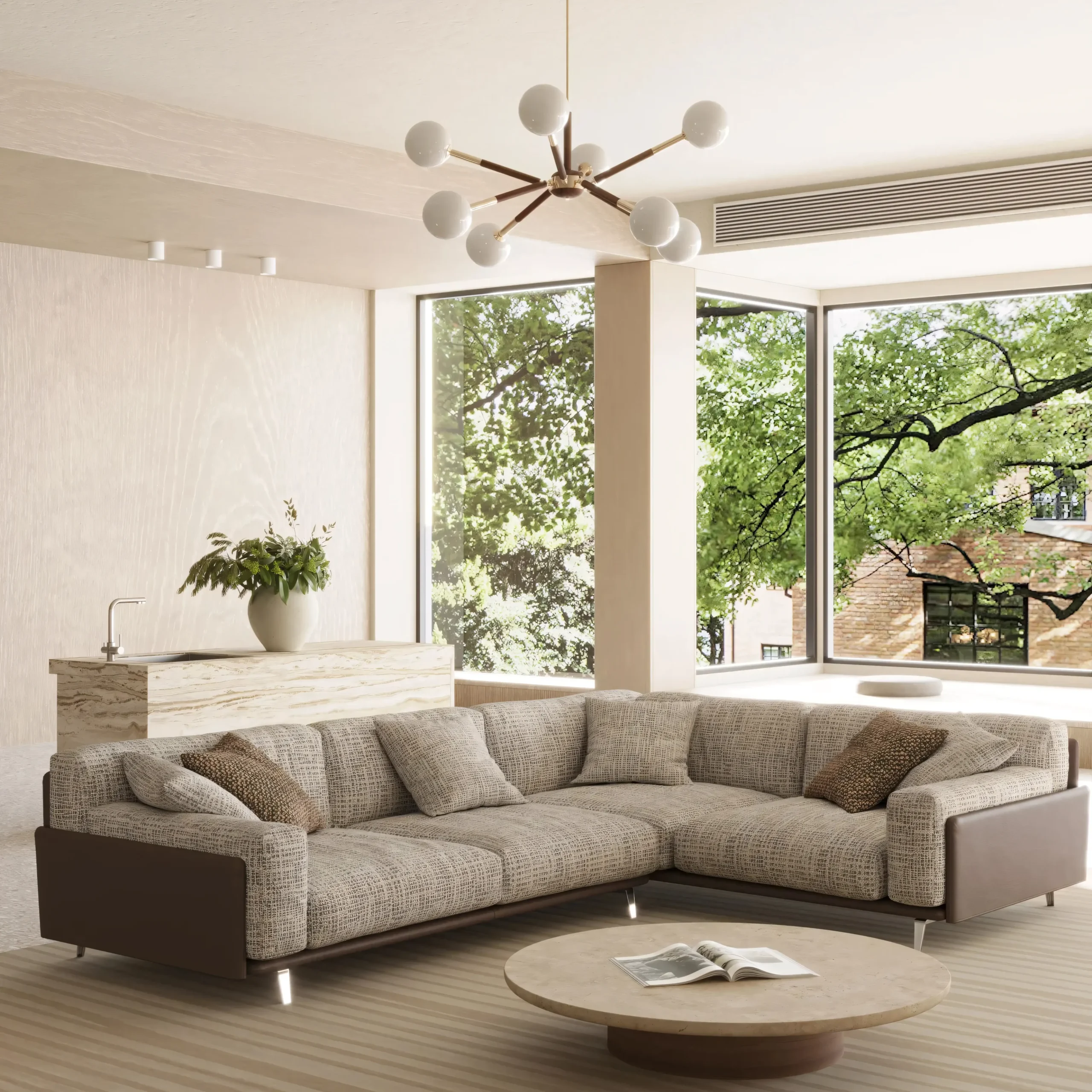 Modern Bi-Material Sectional Sofa - Image 3