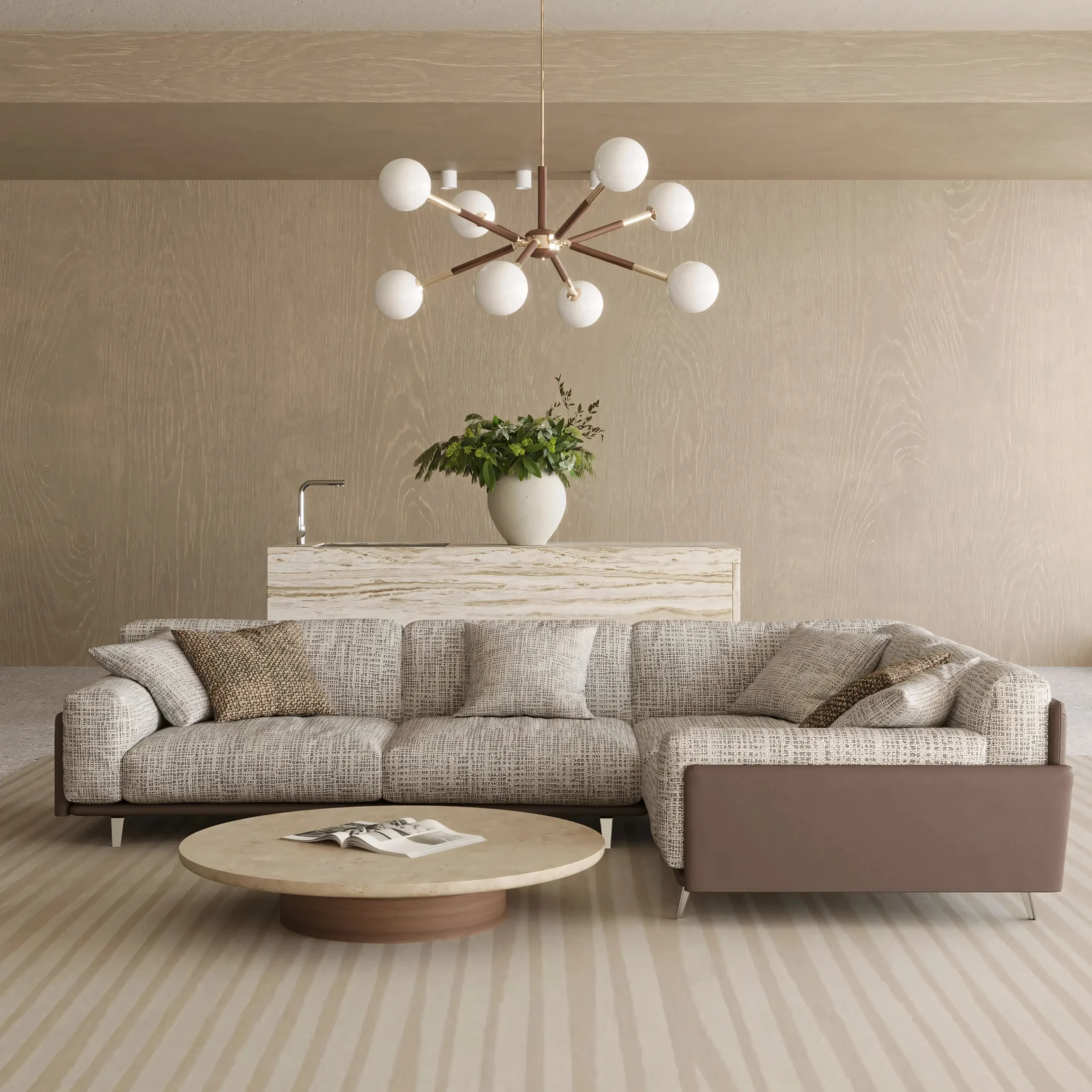 Modern Bi-Material Sectional Sofa - Image 4