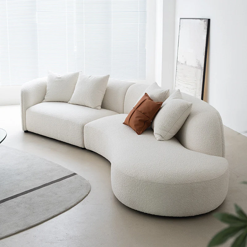 Modern Biomorphic Curved Sofa | Modular Sectional in Premium White Bouclé - Image 5