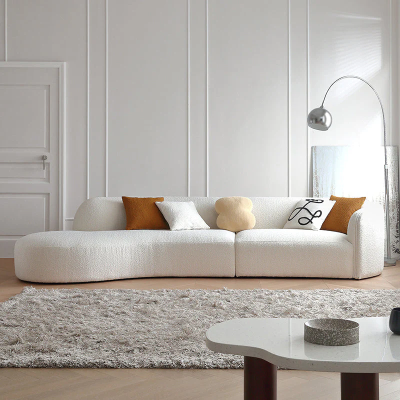 Modern Biomorphic Curved Sofa | Modular Sectional in Premium White Bouclé - Image 8