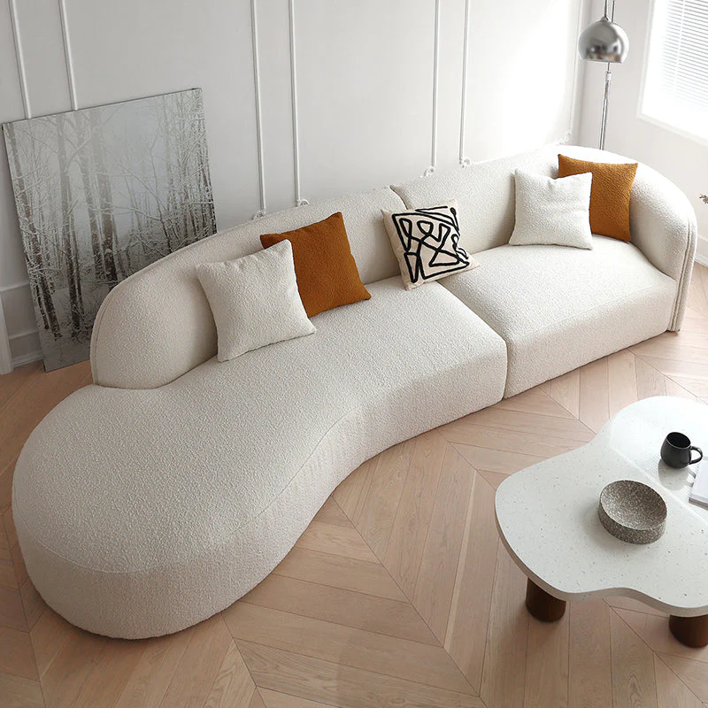 Modern Biomorphic Curved Sofa | Modular Sectional in Premium White Bouclé - Image 4