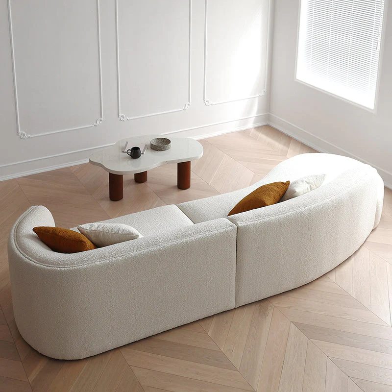 Modern Biomorphic Curved Sofa | Modular Sectional in Premium White Bouclé - Image 6