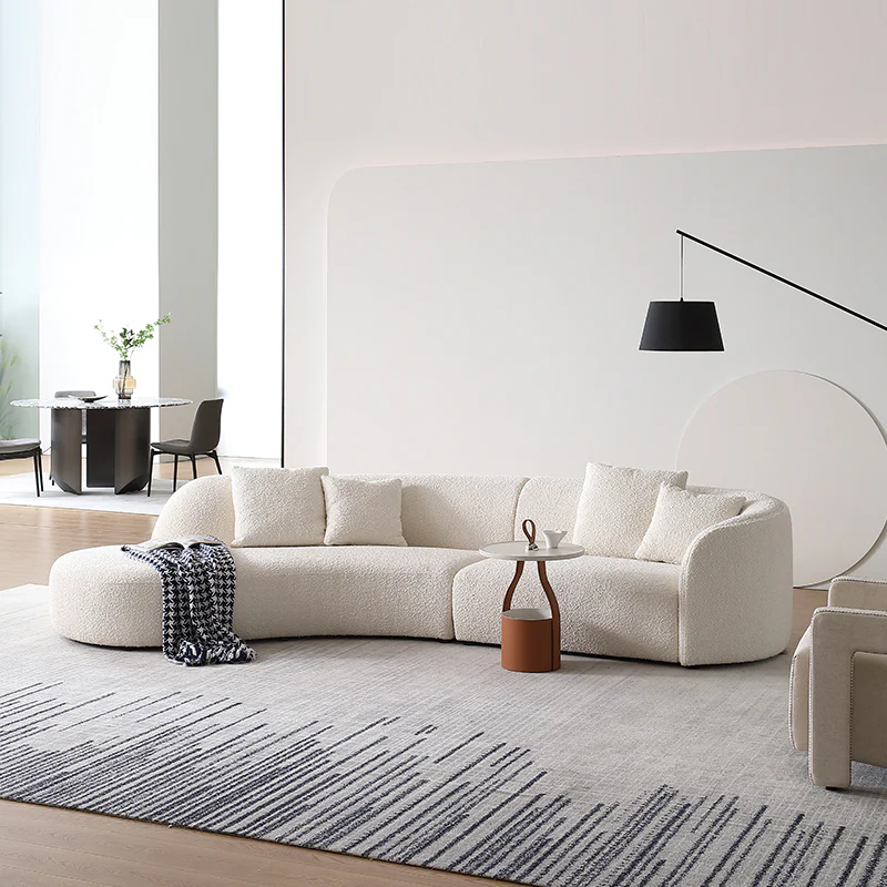Modern Biomorphic Curved Sofa | Modular Sectional in Premium White Bouclé - Image 7