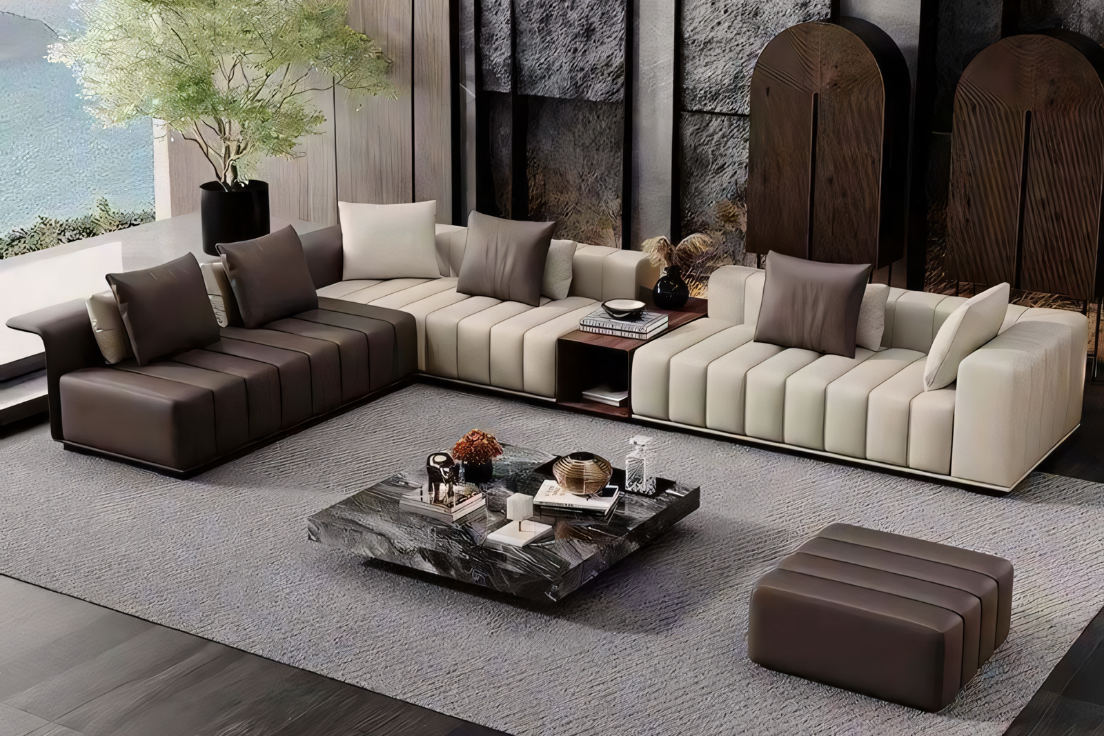 JS-S021 Piano leather sectional sofa (2-3)