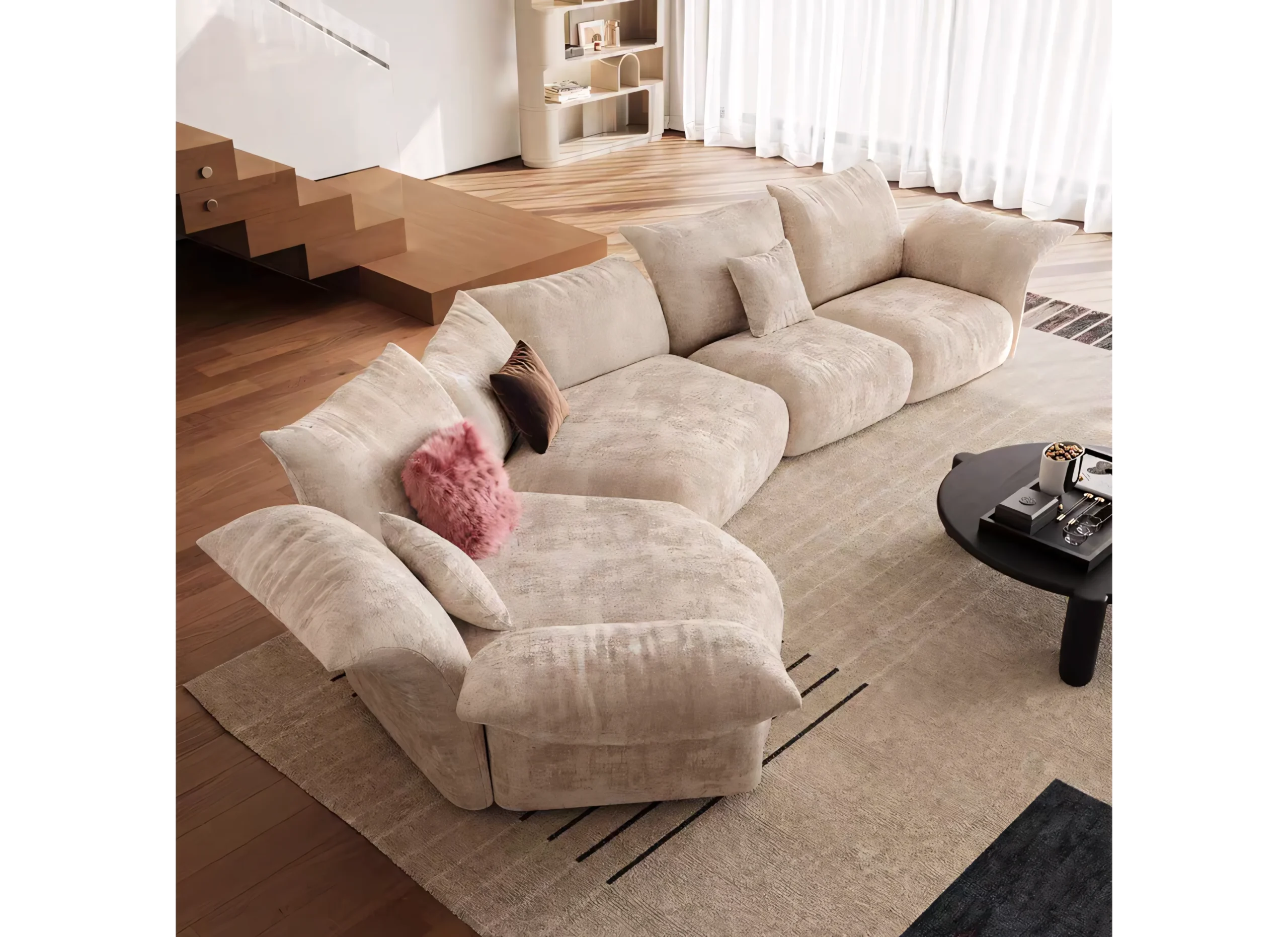Organic Modular Sectional Sofa with Moldable Backrests - Image 4